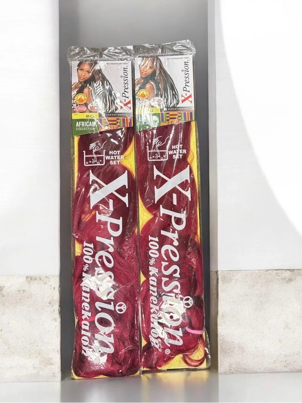 X-Pression braiding Hot Water Set Synthetic Hair - Burgundy 2 packs